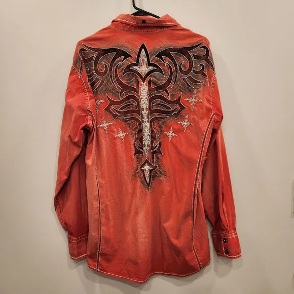 Roar Signature Y2K Long Sleeve Button Up Mens Shirt - Picture 10 of 13